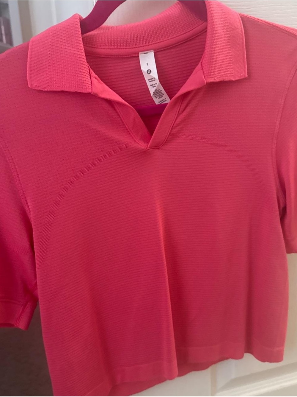 lululemon athletica Coral Pink Polo Crop Top